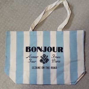 Sezane Blue and White Striped Tote Bag with Nautical Charm